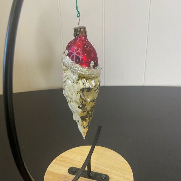 Old World Christmas Ornament Santa Claus Head Face Glass Red White 4.5" - Picture 7 of 8